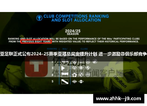亚足联正式公布2024-25赛季亚冠总奖金提升计划 进一步激励各俱乐部竞争